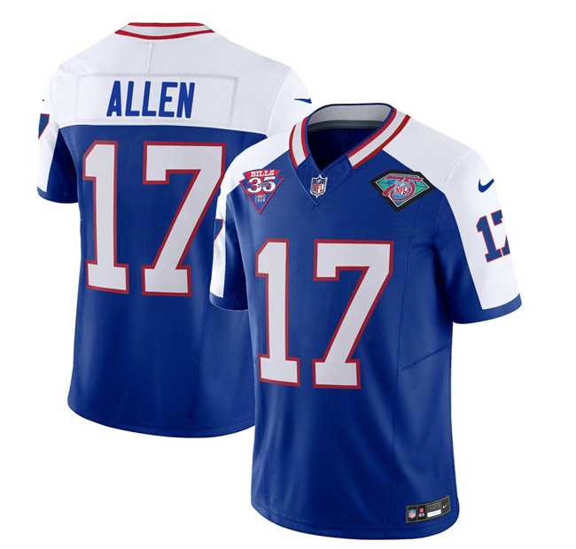 Men & Women & Youth Buffalo Bills #17 Josh Allen Blue White 2023 F.U.S.E. 75th Anniversary Throwback Vapor Untouchable Limited Football Stitched Jersey,We sell and wholesale Men & Women & Youth Buffalo Bills #17 Josh Allen Blue White 2023 F.U.S.E. 75th Anniversary Throwback Vapor Untouchable Limited Football Stitched Jersey on line form chian!